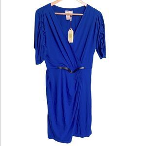NWT Max Studio Specialty Products Wrap Dress Blue Belted Size Medium
